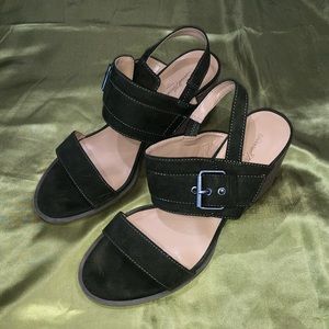 Faux suede block heels